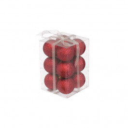 JUMI Набор шариков, 12 шт, 4 см, пластик, цвет красный с блестками (5900410791152)