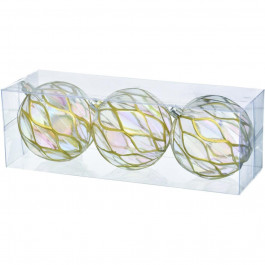 JUMI Набор прозрачных шариков 3 шт, пластик, 8 см, золотая сетка (5900410394919)