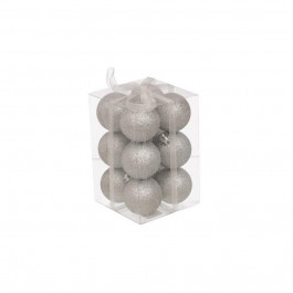 JUMI Набор шариков, 12 шт, 4 см, пластик, цвет серебряный с блестками (5900410791121)