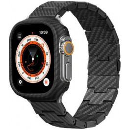 Pitaka Ремінець для Apple Watch 49/45/44mm  Carbon Fiber Watch Band Retro (Black/Grey) AWB2311