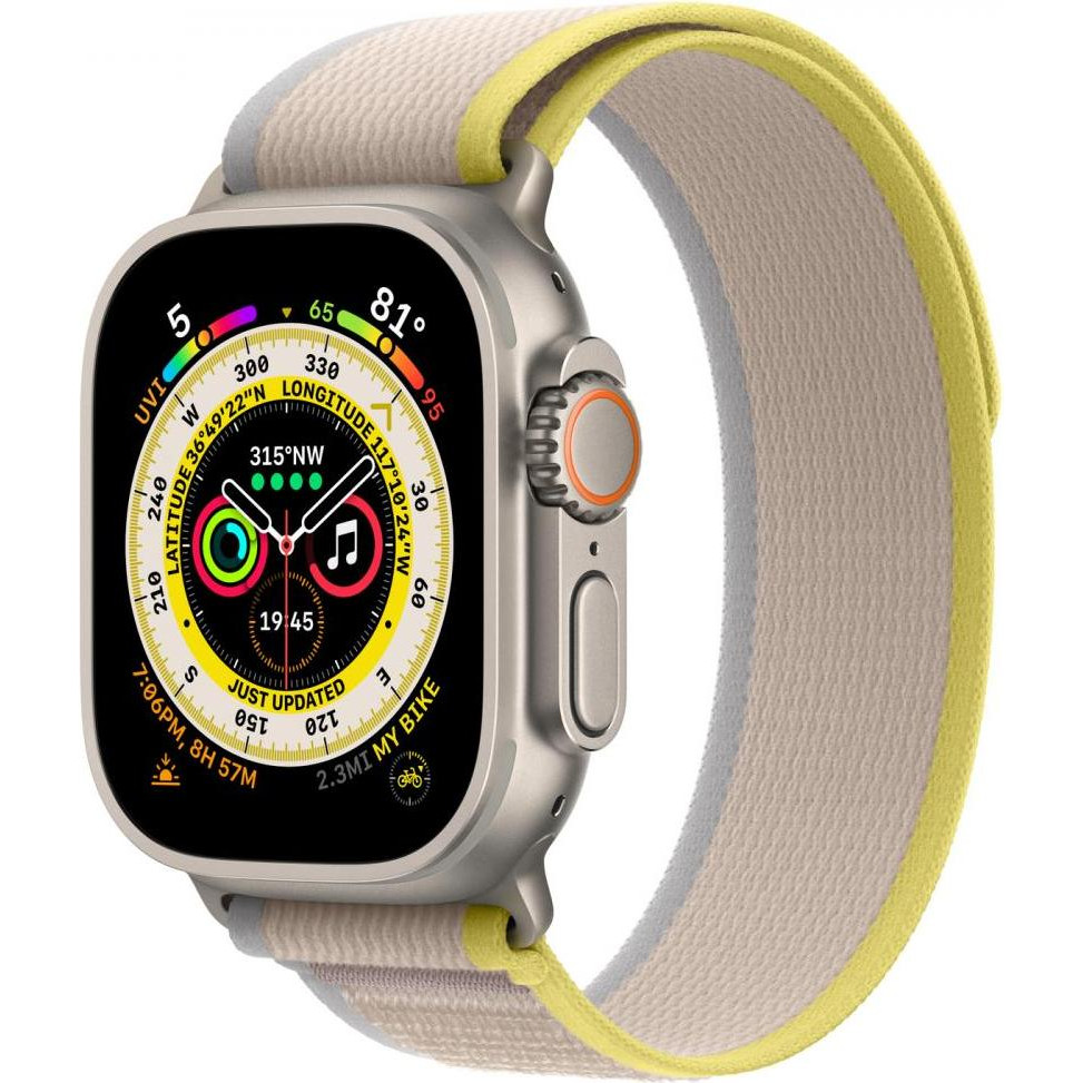 Apple Watch Ultra GPS + Cellular 49mm Titanium Case with Yellow/Beige Trail Loop - M/L (MQF23/MQFU3) - зображення 1