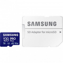 Samsung 128 GB microSDXC Pro Plus UHS-I U3 V30 A2 Class 10 + SD-adapter (MB-MD128SA)