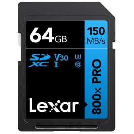 Lexar 64 GB SDXC High Performance 800x Pro UHS-I U3 V30 Class 10 (LSD0800P064G-BNNNG)