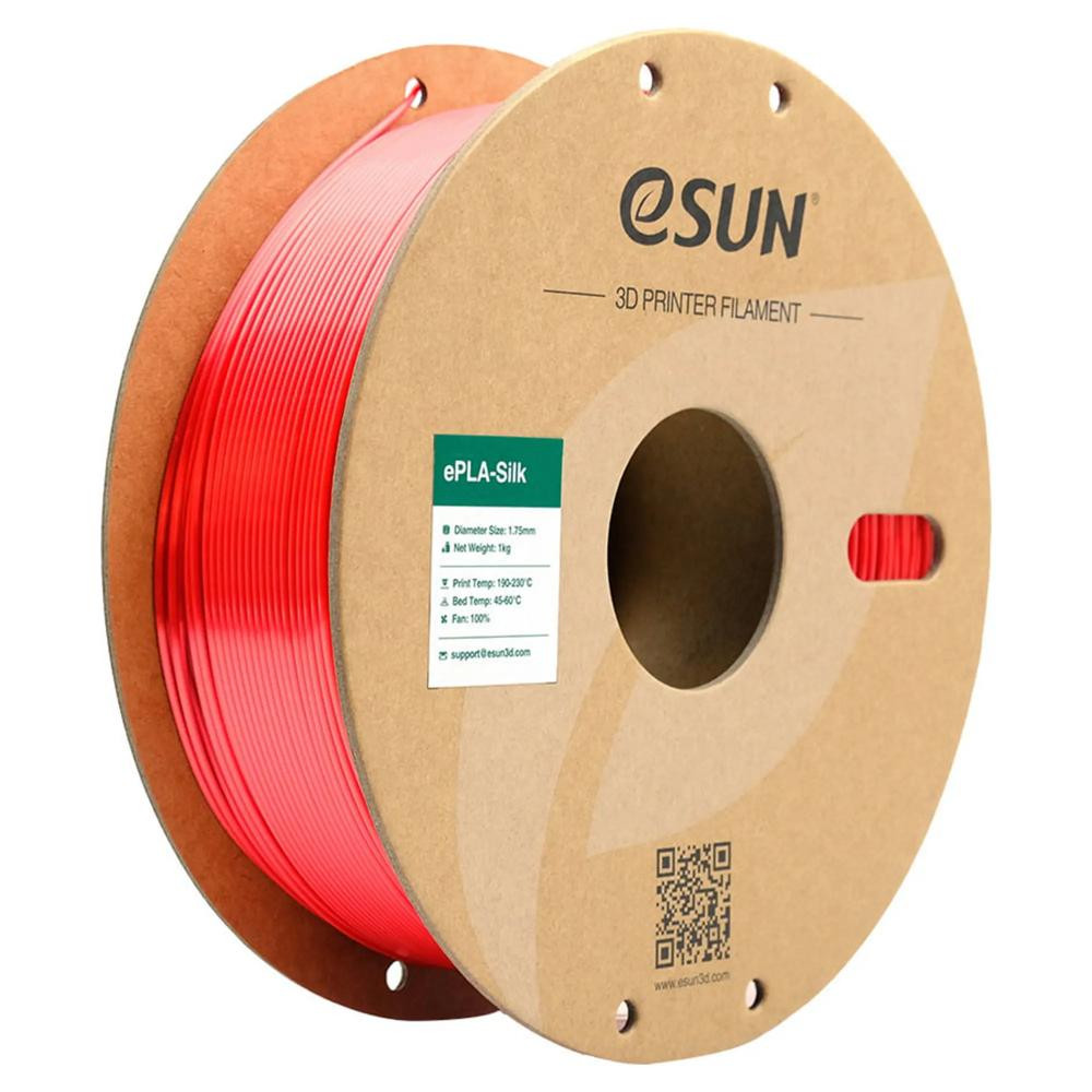 Esun eSilk-PLA Filament (пластик) для 3D принтера eSUN 1кг, 1.75мм, червоний (ESILK-PLA175R1) - зображення 1