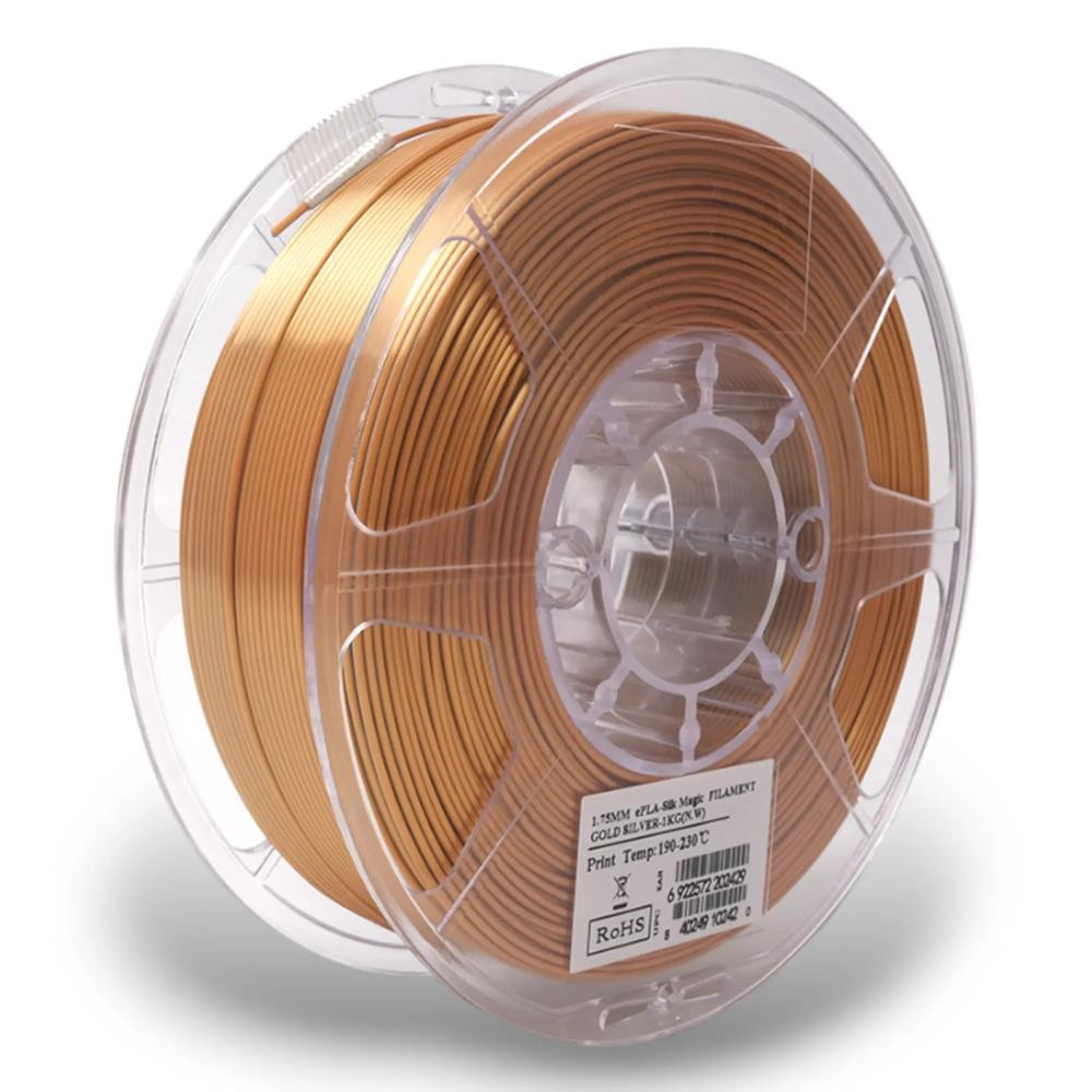 Esun ePLA-Silk Magic Filament (пластик) для 3D принтера eSUN 1кг, 1.75мм, сріблясто-золотий (S-MAGIC175JS - зображення 1