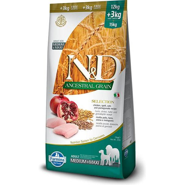 Farmina N&D Ancestral Grain Adult Medium Maxi Chicken & Pomegranate 15 кг (156398) - зображення 1