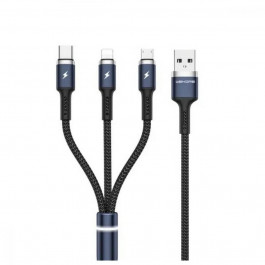 WEKOME WDC-119 Fython 3-in-1 Lightning/Micro USB/USB Type-C 1.2m Black (6941027613702)