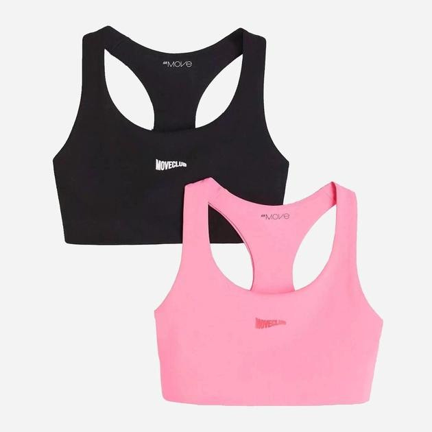 H&M Спортивний топ для фітнесу жіночий  061093790_blackpink XL (2 шт) Чорний з рожевим (6666000303134) - зображення 1