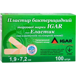 IGAR Пластир бактерицидний  Еластик на еластичній полімерній основі 1.9х7.2 см №100 (4820017606332)