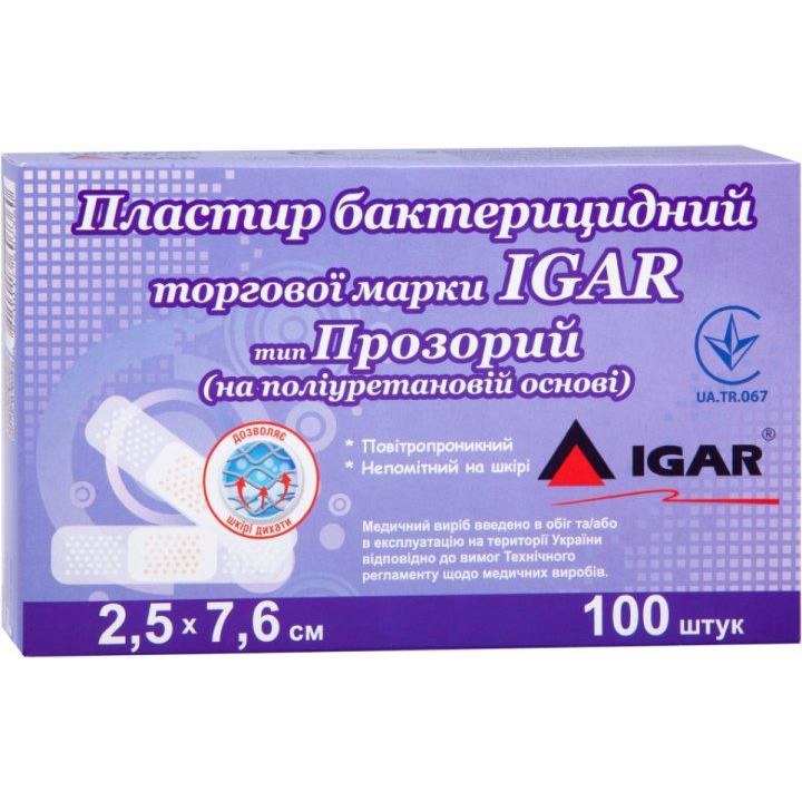 IGAR Пластир бактерицидний  Прозорий на поліуретановій основі 2.5х7.6 см №100 (4820017607322) - зображення 1