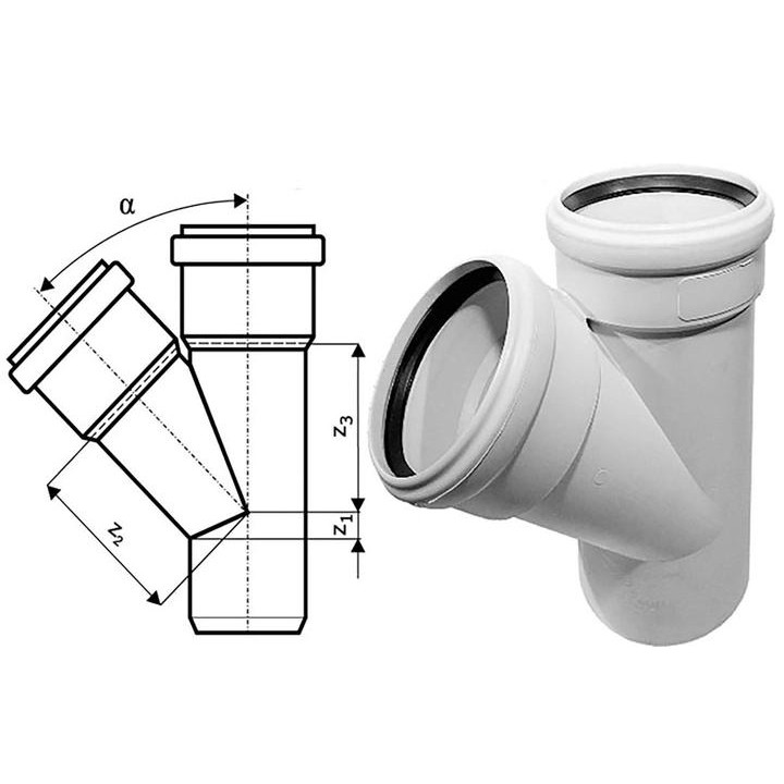 Ostendorf Трійник  для безшумної внутрішньої каналізації 67° 110х58 мм (2270116334018) - зображення 1