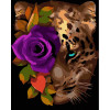 STRATEG Картина за номерами ПРЕМІУМ Леопард з трояндою на чорному фоні розміром 40х50 см AH1002 - зображення 1