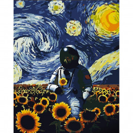 STRATEG Картина за номерами ПРЕМІУМ Поле соняшників з лаком розміром 30х40 см SS6804