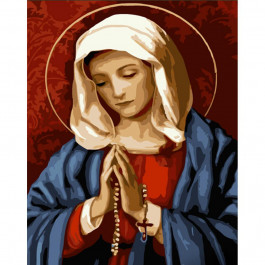 STRATEG Картина за номерами ПРЕМІУМ Діва Марія з лаком розміром 30х40 см SS6746