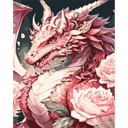 STRATEG Картина за номерами ПРЕМІУМ Квітковий дракон з лаком розміром 30х40 см SS6743