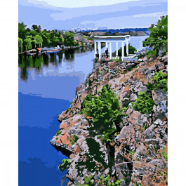 STRATEG Картина за номерами ПРЕМІУМ Ластівчине гніздо на Хортиці з лаком розміром 30х40 см SS-6581