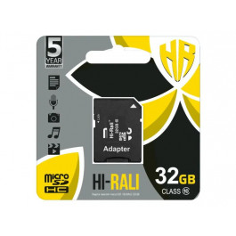 Hi-Rali 32 GB microSDHC class 10 UHS-I (U3) + SD adapter HI-32GBSD10U3-01