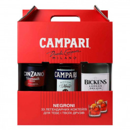   Campari Набір  Negroni: настоянка  1 л + джин Bickens 1 л + вермут Cinzano Rosso 1 л, 1 шт (4820180020263)