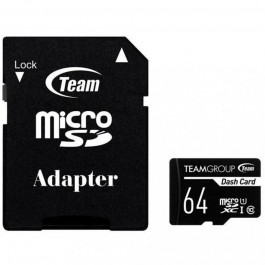 TEAM 64 GB microSDXC Class 10 UHS-I Dash Card + SD Adapter TDUSDX64GUHS03