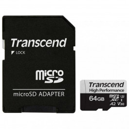 Transcend 64 GB microSDXC UHS-I 350V High Endurance + SD Adapter TS64GUSD350V