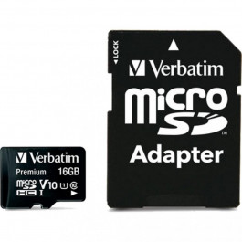 Verbatim 16 GB microSDHC UHS-I (U1) V10 Premium + SD Adapter (44082)