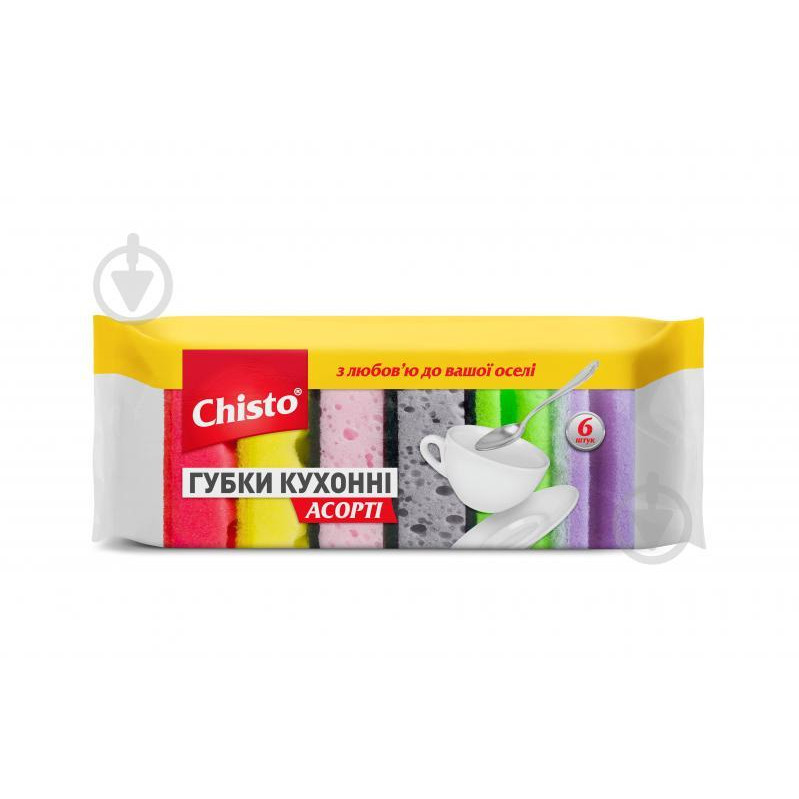Chisto Губка для посуды Chisto Ассорти 6 шт (4823098407454) - зображення 1