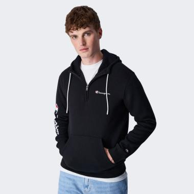 Champion Чорна чоловіча кофта  hooded half zip sweatshirt cha219211-NBK - зображення 1