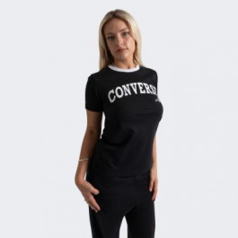 Converse Чорна жіноча футболка  RETRO CHUCK ARCH TEE con10026365-001