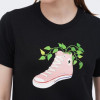 Converse Чорна жіноча футболка  LET&apos;S GROW SNEAKER TEE con10024966-001 - зображення 4