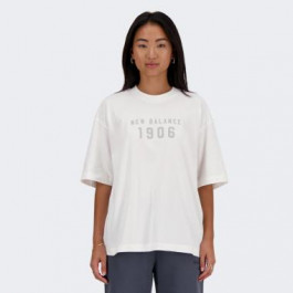 New Balance Біла жіноча футболка  Tee Iconic Collegiate nblWT41519WT
