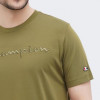 Champion Оливкова чоловіча футболка  crewneck t-shirt cha219870-GNUM - зображення 4