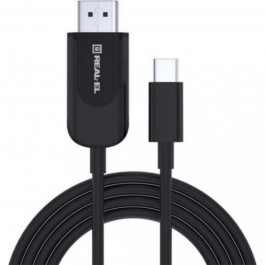 REAL-EL Premium USB A - Type C Leather 1m Black/Silver (EL123500049)