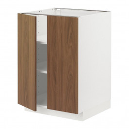 IKEA METOD Нижня шафа/полиці/2 дверцята, білий/Tistorp імітація коричневого горіха, 60x60 см (495.199.20)