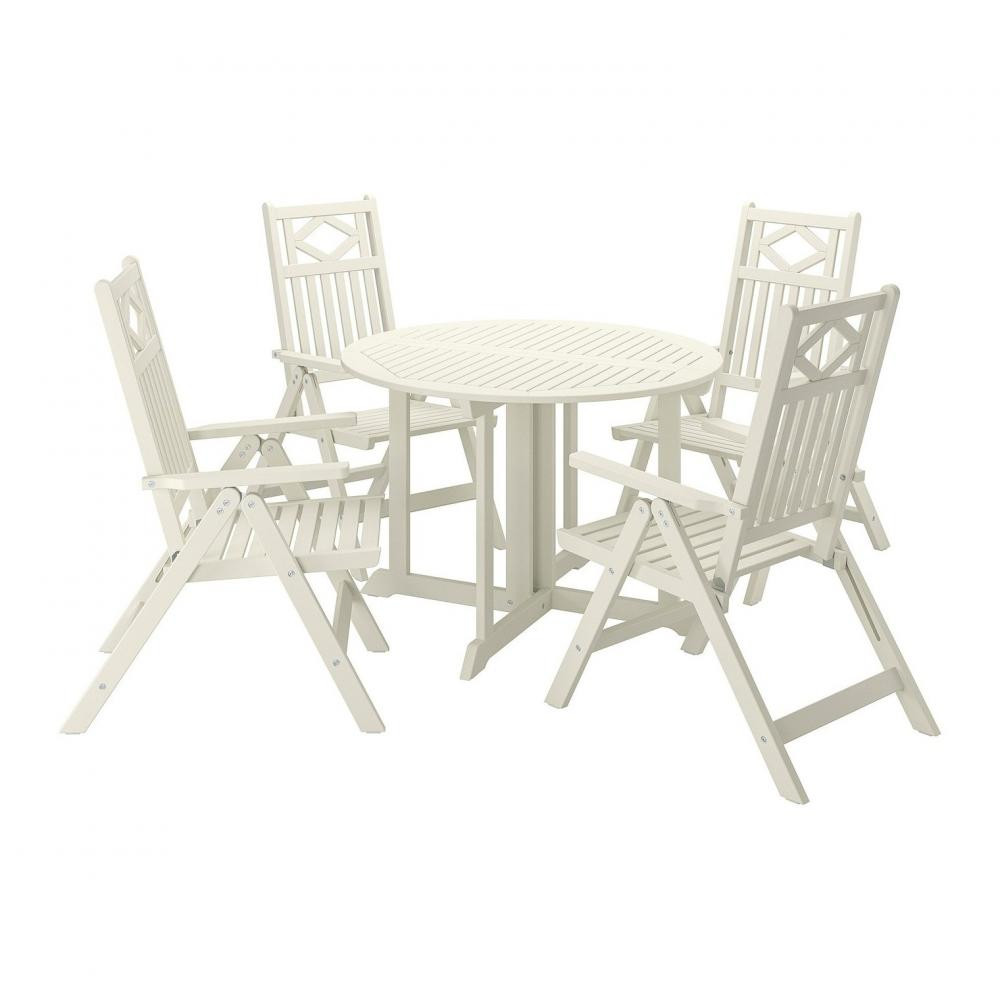 IKEA BONDHOLMEN Стіл + 4 стільці, вуличні, білий/бежевий (395.498.71) - зображення 1
