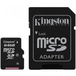 Kingston 64 GB microSDXC Class 10 UHS-I + SD Adapter SDC10G2/64GB