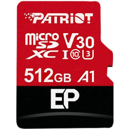 PATRIOT 512 GB microSDXC UHS-I U3 V30 A1 EP + SD adapter PEF512GEP31MCX