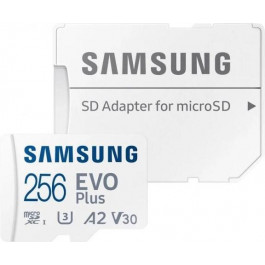 Samsung 256 GB microSDXC Class 10 UHS-I U3 V30 A2 EVO Plus + SD Adapter MB-MC256KA