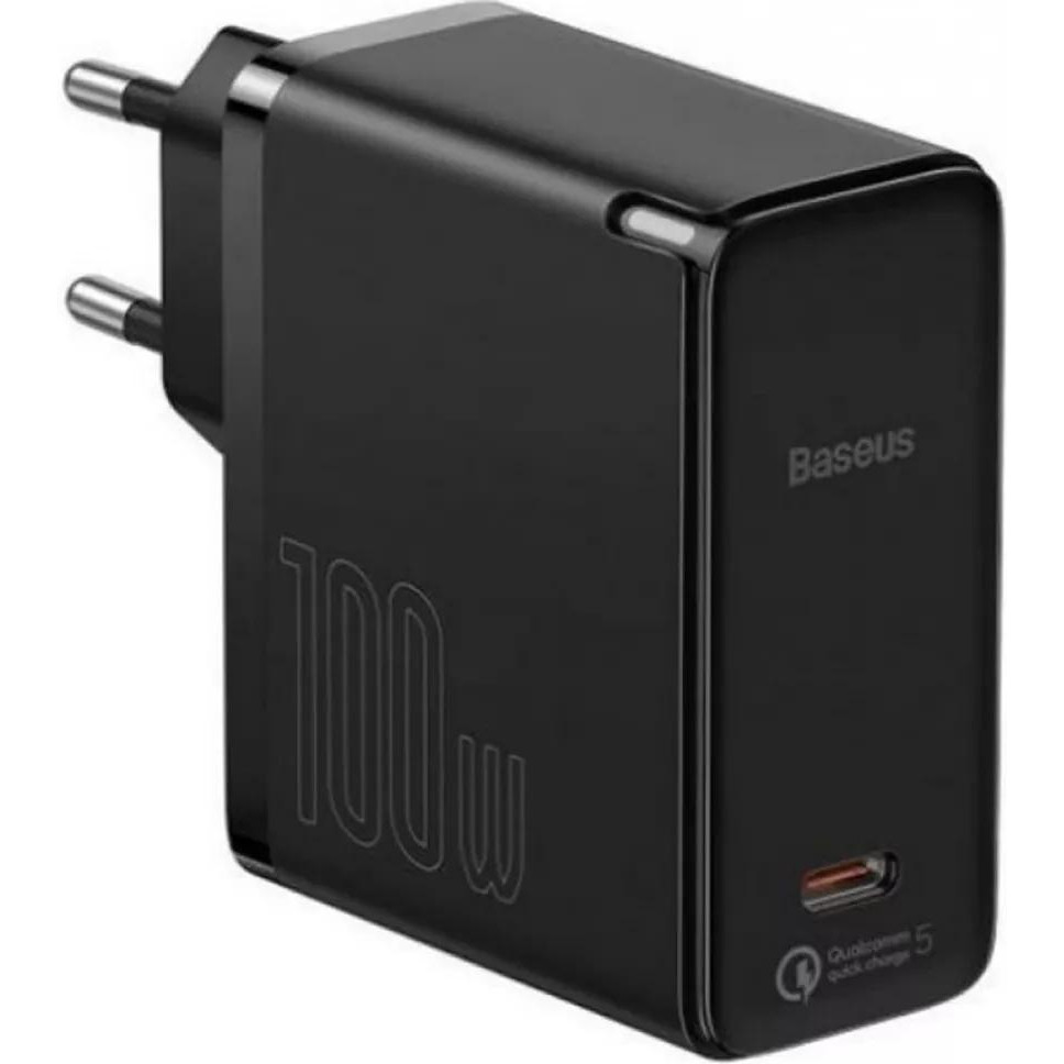 Baseus GaN2 Fast Charger 100W + Cable Type-C to Type-C 100W Black (TZCCGAN-L01) - зображення 1