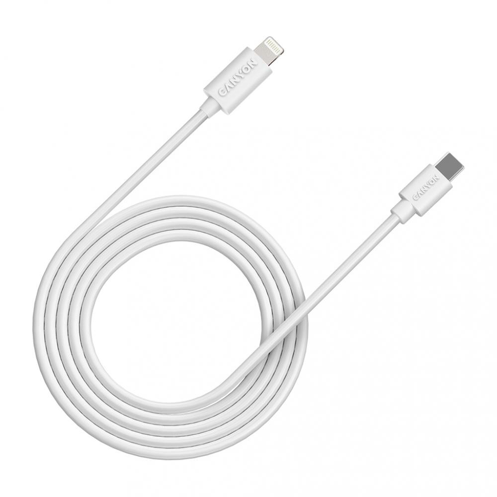Canyon USB-C to Lightning 20W 2m White (CNE-CFI12W) - зображення 1
