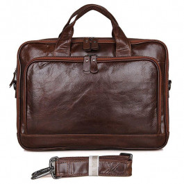 John McDee Шкіряна чоловіча сумка для ноутбука коричнева  JD7005Q