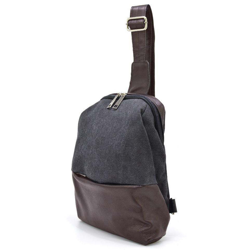 TARWA Чоловіча сумка-рюкзак на одне плече з натуральної шкіри та текстилю  (21691) - зображення 1