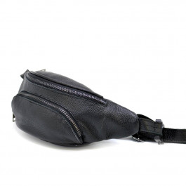 TARWA Практична сумка-бананка із натуральної фактурної шкіри чорного кольору  (21631)