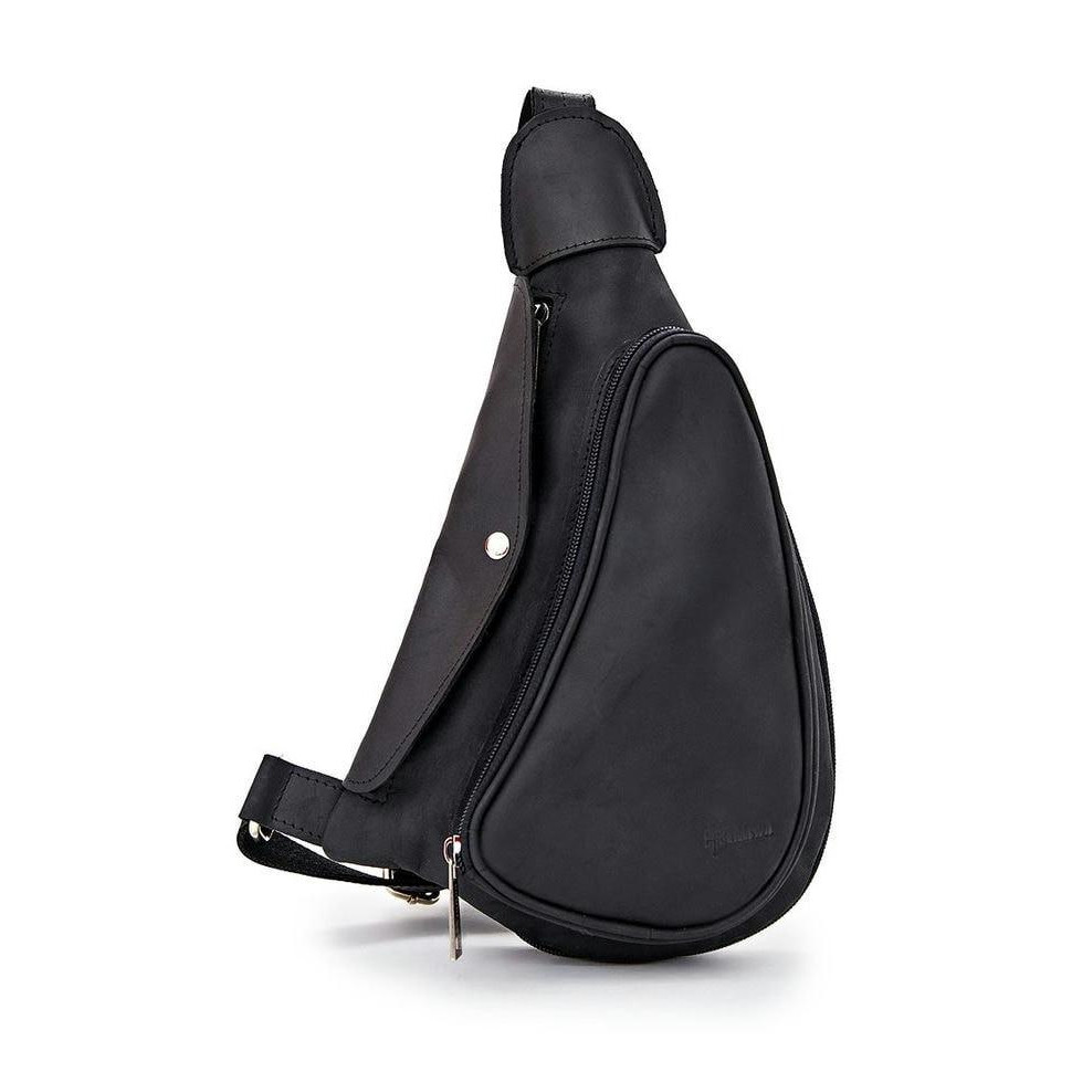 TARWA Кожаный мужской рюкзак-слинг на одно плечо в черном цвете  (19631) - зображення 1