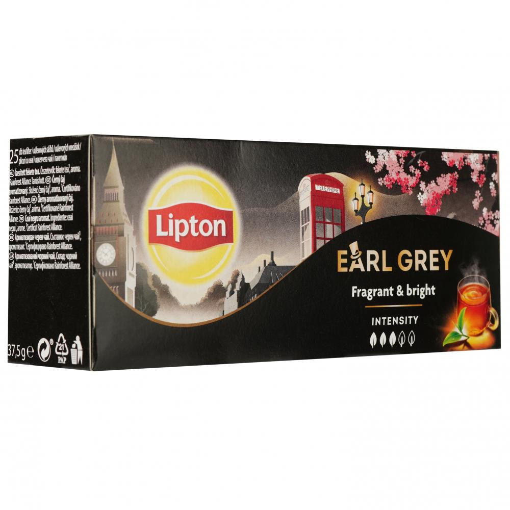 Lipton Чай чорний  Earl Gray, 25 пакетиків (37911) (8720608016242) - зображення 1