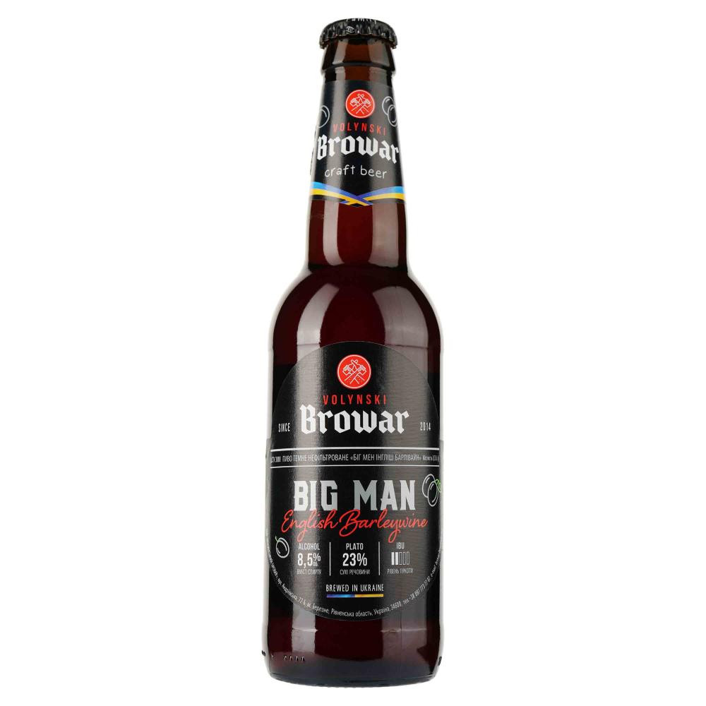 Volynski Browar Пиво  Big Man English Barleywine, темне, нефільтроване, 10%, 0,35 л (4820183000835) - зображення 1