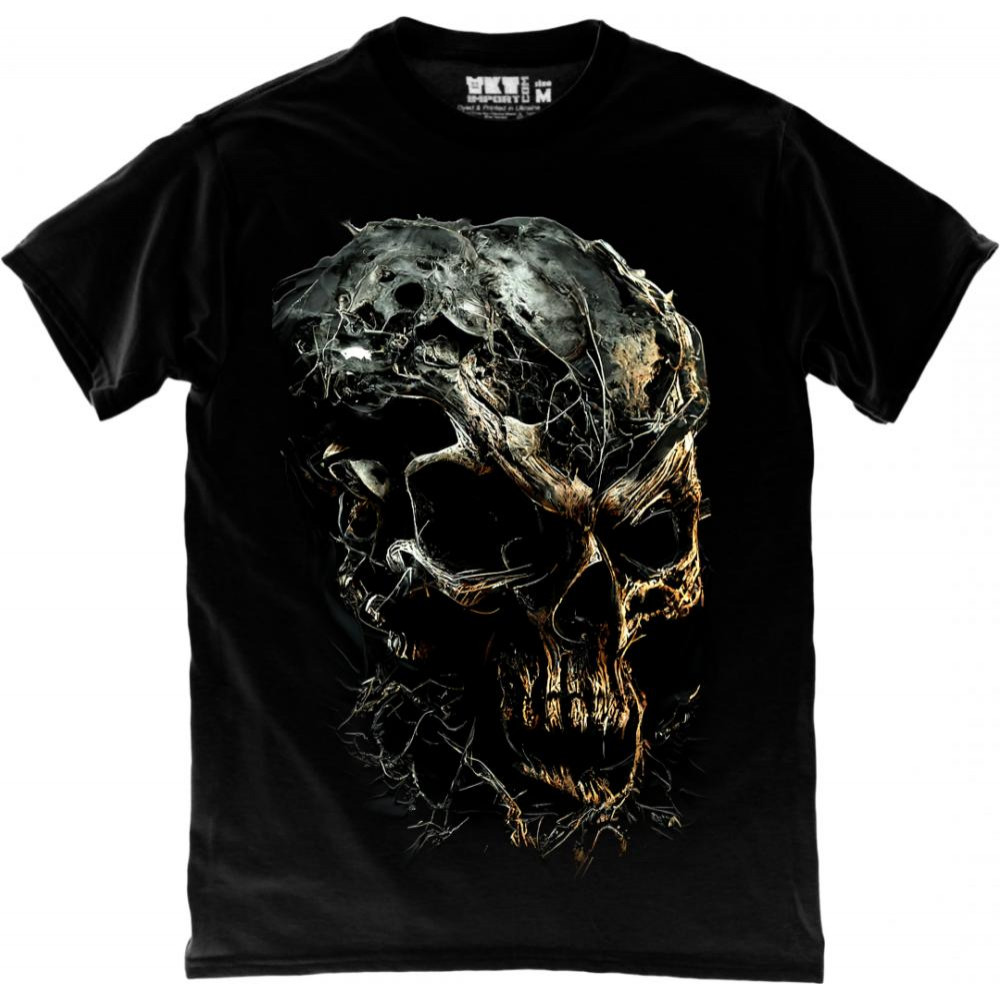 TKT Import Футболка бавовняна чорна з принтом Skull Gold and Grey  9000209-black - зображення 1