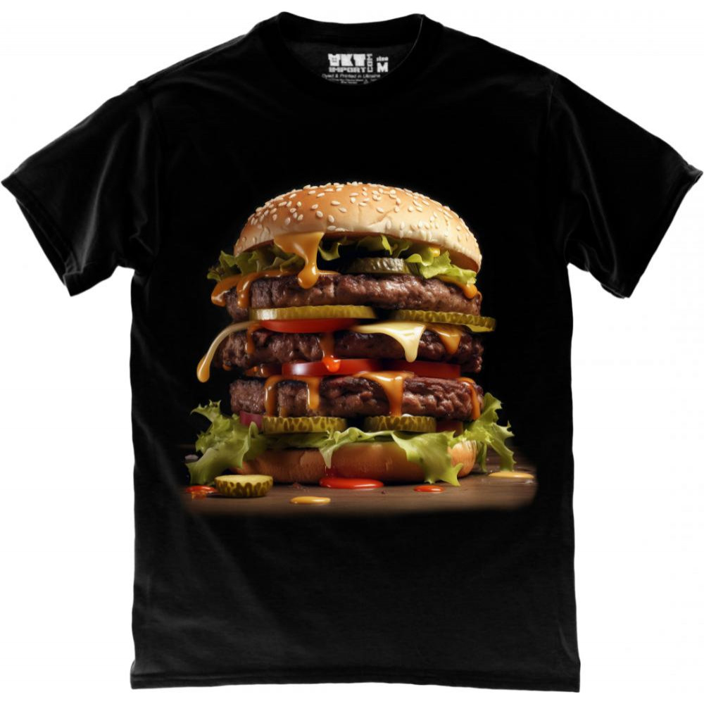 TKT Import Футболка бавовняна чорна з принтом Burger in Black  9000226-black - зображення 1