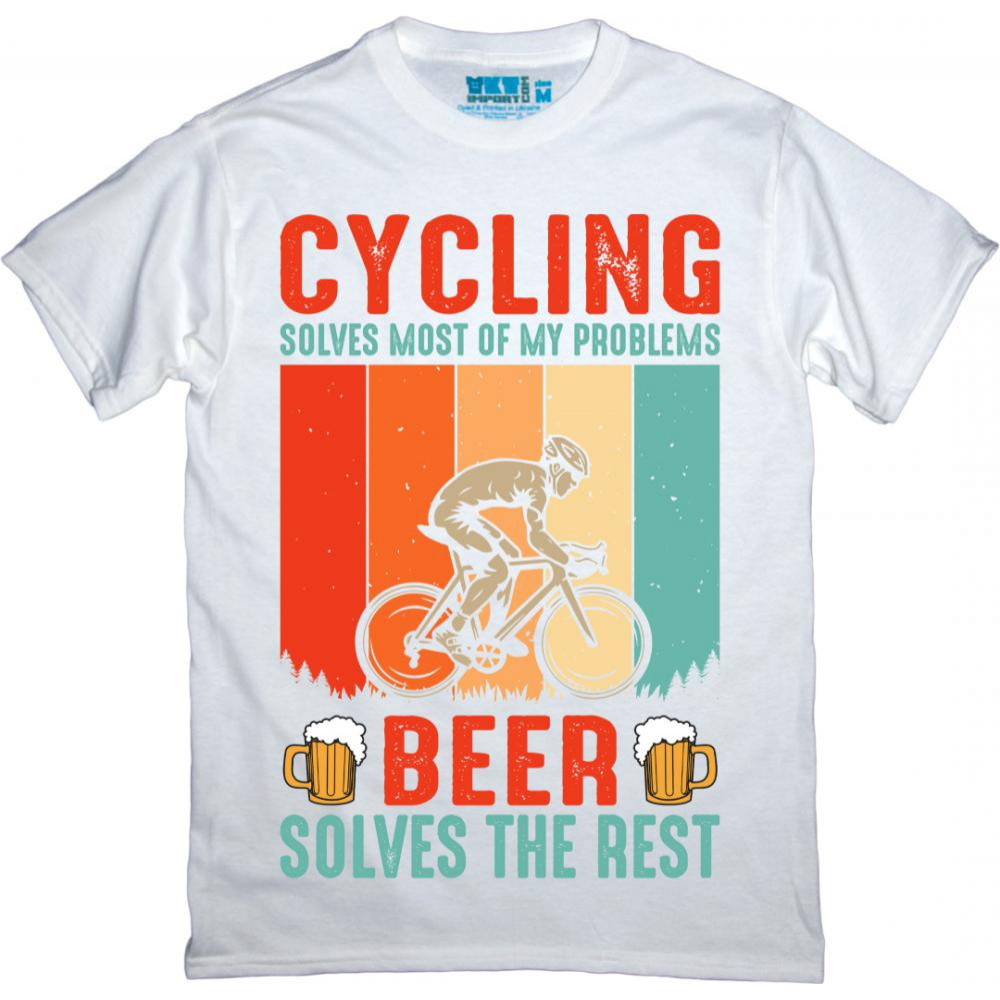 TKT Import Футболка бавовняна біла з принтом Cycling Beer  9000130 - зображення 1