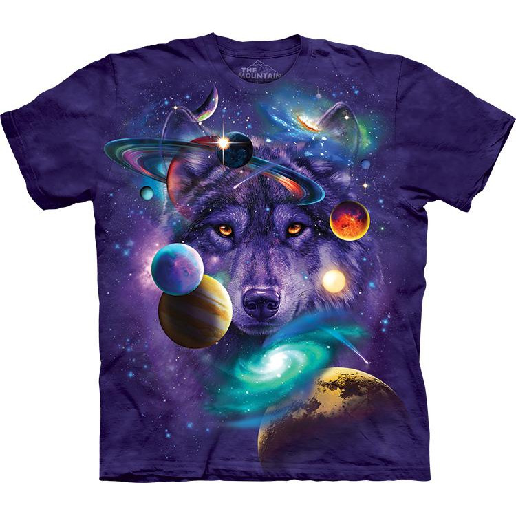 The Mountain Футболка  104308 з бавовни фіолетова галактичний вовк Wolf of the Cosmos - зображення 1