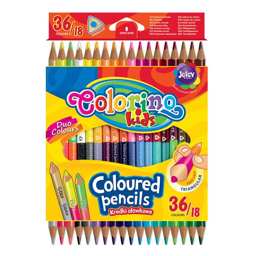 Colorino Карандаши двухсторонние Duo Colors, 18 шт., 36 цветов, (68512PTR) - зображення 1